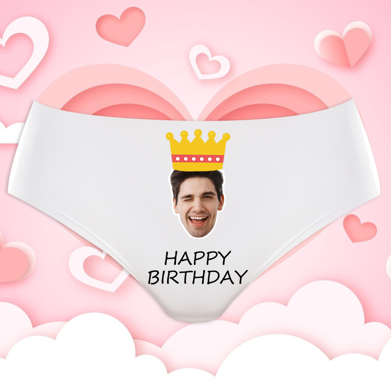 Personalized Photo Women's Underwear with Crown Pattern Funny Present for Birthday