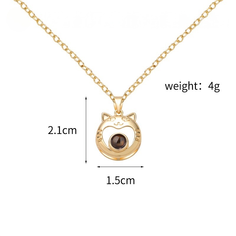 Personalized Cat Projection Picture Necklace Gift for Pet Lovers