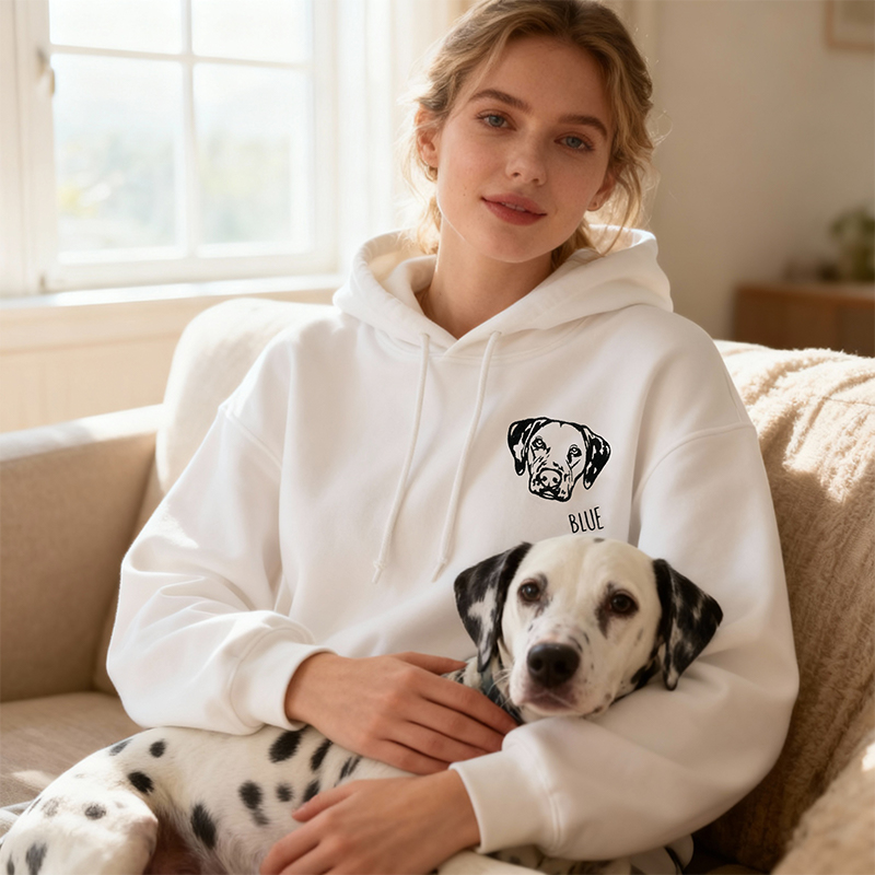 Sweat à capuche personnalisé avec photo brodée de la tête de votre animal cadeau parfait pour les amoureux des animaux
