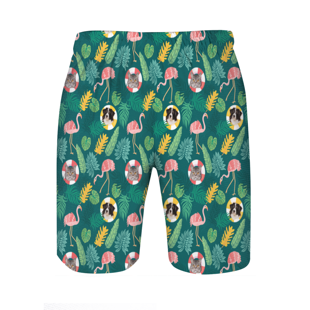 Pantaloncini da spiaggia da uomo con motivo di fenicotteri