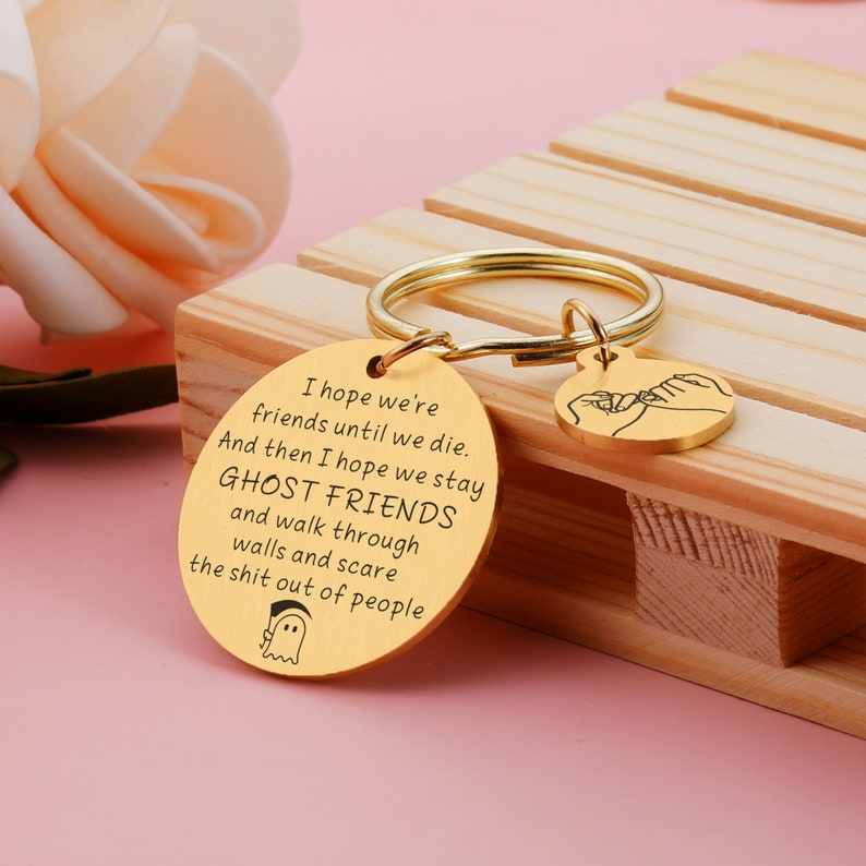 Personalized Keychain With Warm Words And Holding Hands Image For Best Friend