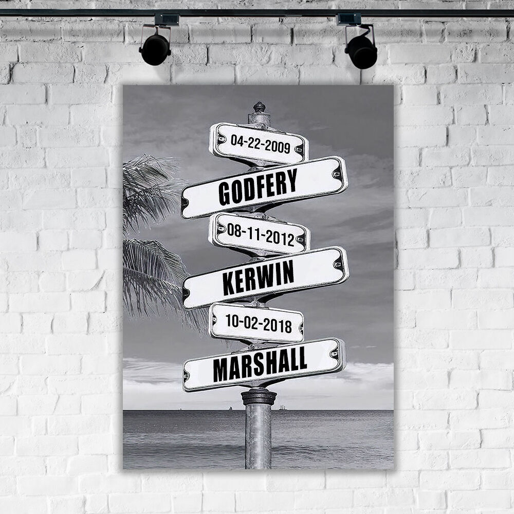 Personalized Name Canvas Wall Art Retro Street Sign Wonderful Gift for Family