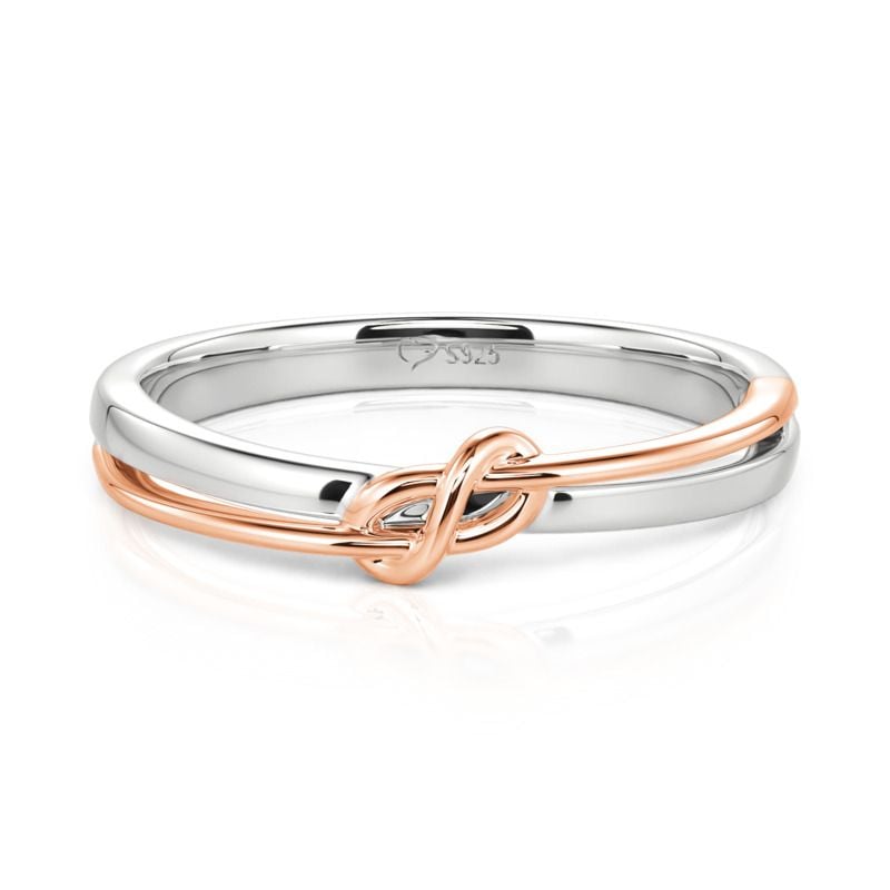 Jeulia Two Tone Knot Wedding Band for Men Sterling Silver