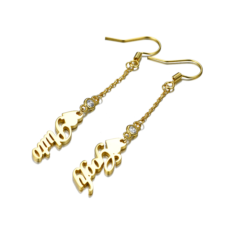 ネーム ピアス 両耳用 オーダーメイド 誕生石 ロングピアス カスタマイズ