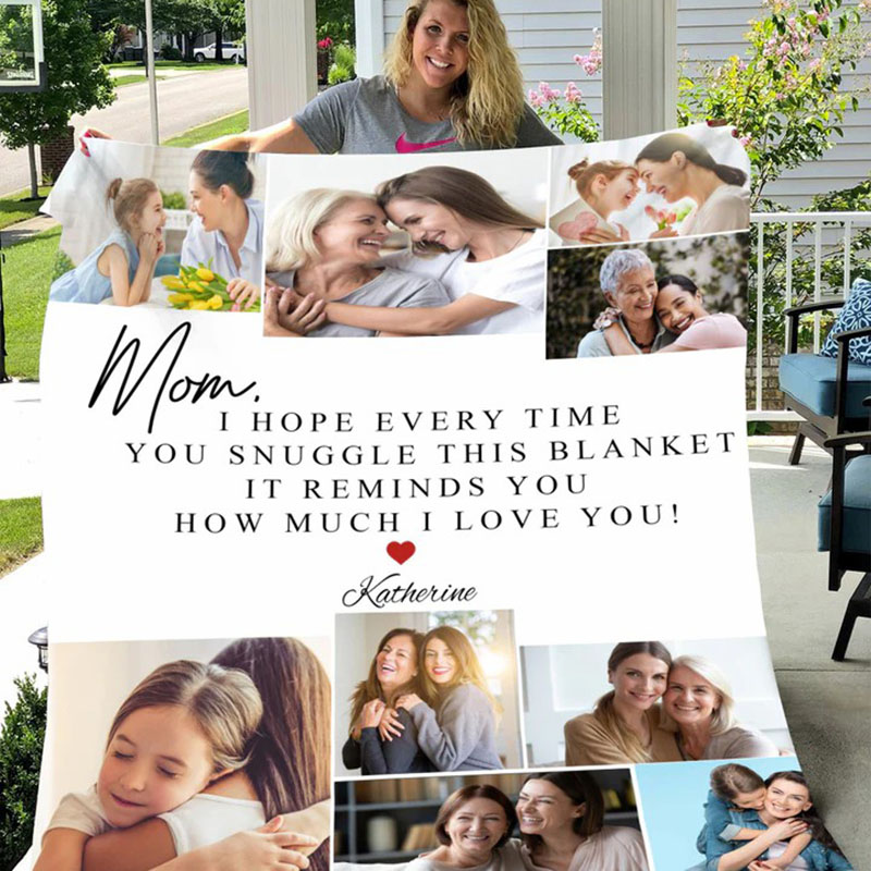 Spersonalizowany koc ze zdjęciem Cenny prezent dla mamy "Przypomina Ci, jak bardzo Cię kocham"
