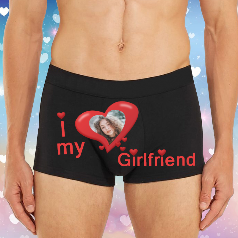 Personlig bild herrunderkläder Boxer Briefs Kreativ gåva till pojkvän "Jag älskar min flickvän"