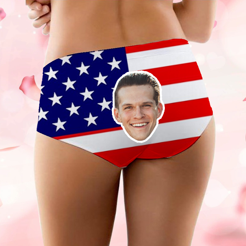 Sous-vêtements pour femmes avec photo personnalisée et motif drapeau, cadeau créatif pour elle