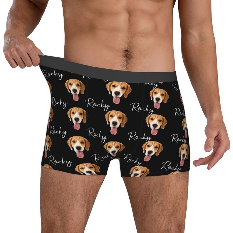 Boxer intimo da uomo con foto personalizzata e nome personalizzato, regalo semplice per gli amanti degli animali