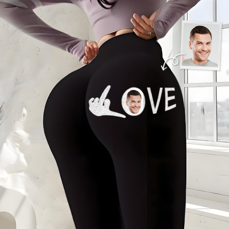 Personalized Leggings My Love Custom Head Photo Attractive Gift for Valentine's Day