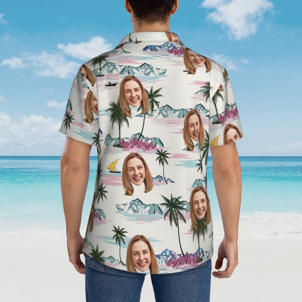 Personalized Hawaiian Shirts with Custom Photos for Couples Beach Vacation Gifts
