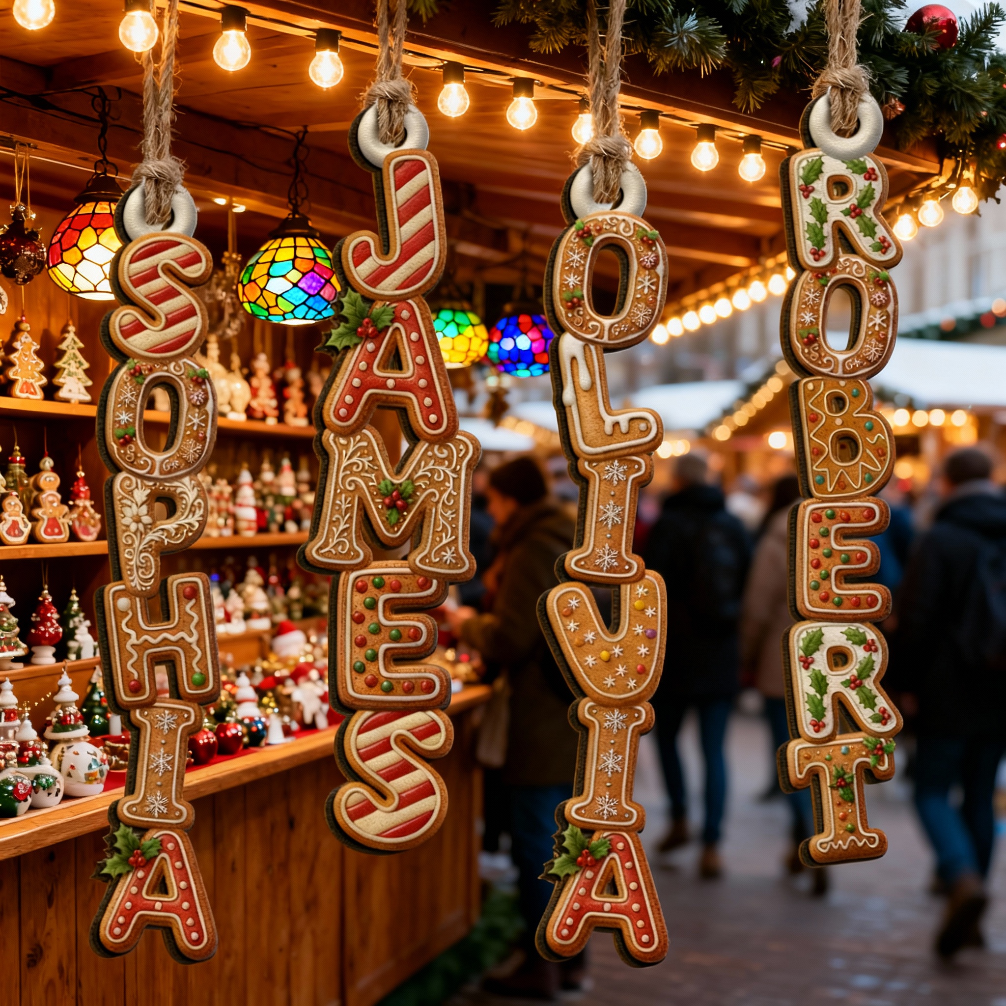 Personliga pepparkaksbokstavsdekorationer roliga julklappar