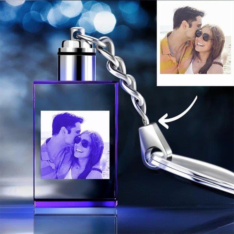Custom Crystal Rectangle Shape Photo Key Chain