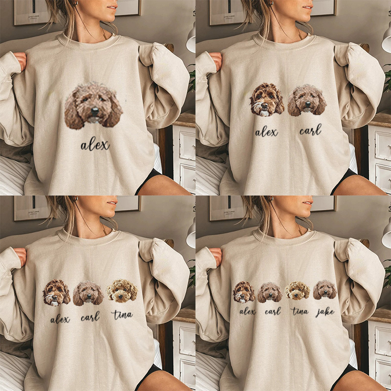 Personalized Sweatshirt with Custom Pet Headshot and Name for Pet Lover