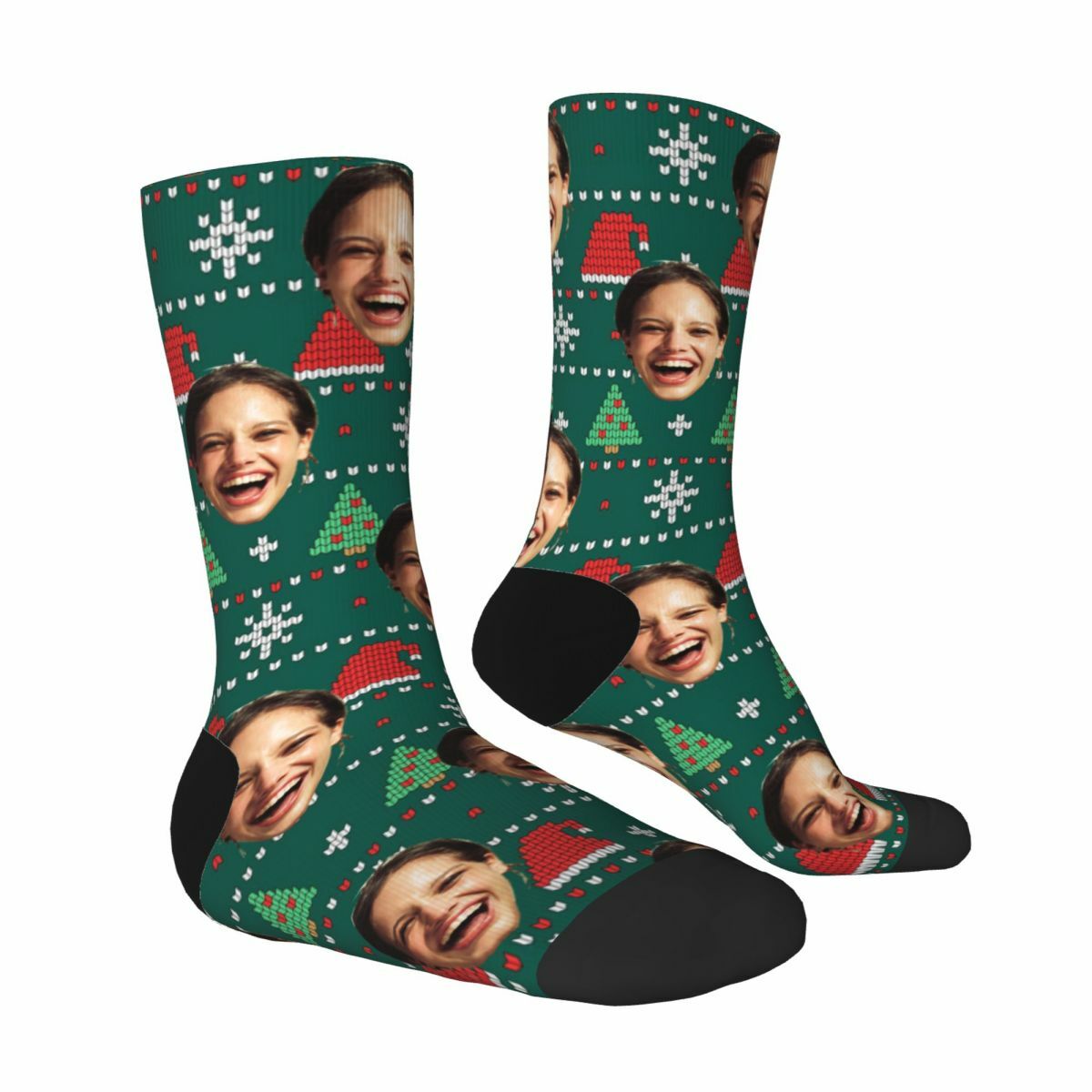 Customized Face Socks Add Photo Mid-Calf Socks for Christmas