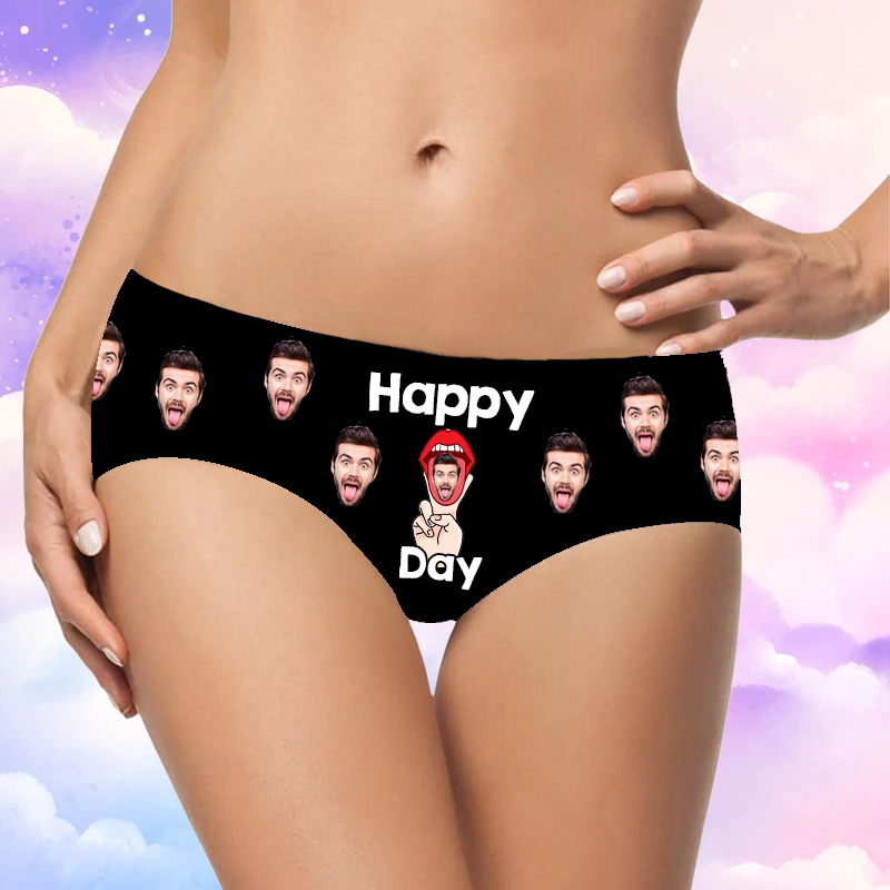 Personalized Picture Women's Underwear Special Gift for Girlfriend "Happy Day"