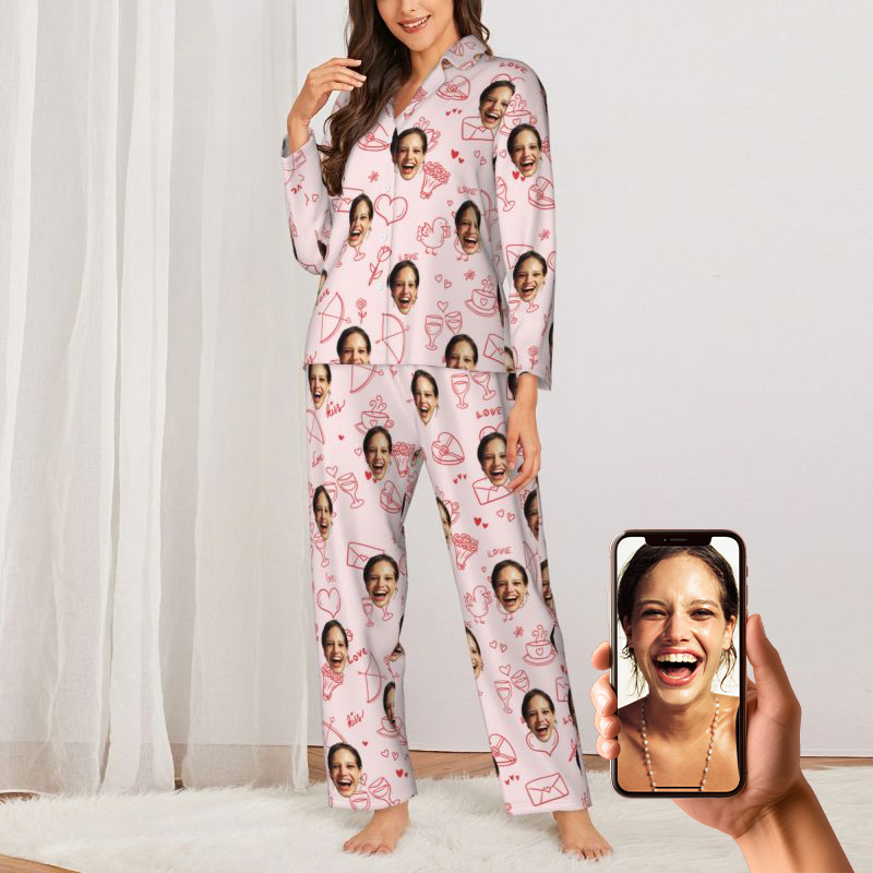 Pyjama personnalisé avec photo personnalisée, motif simple et mignon, adorable cadeau pour elle