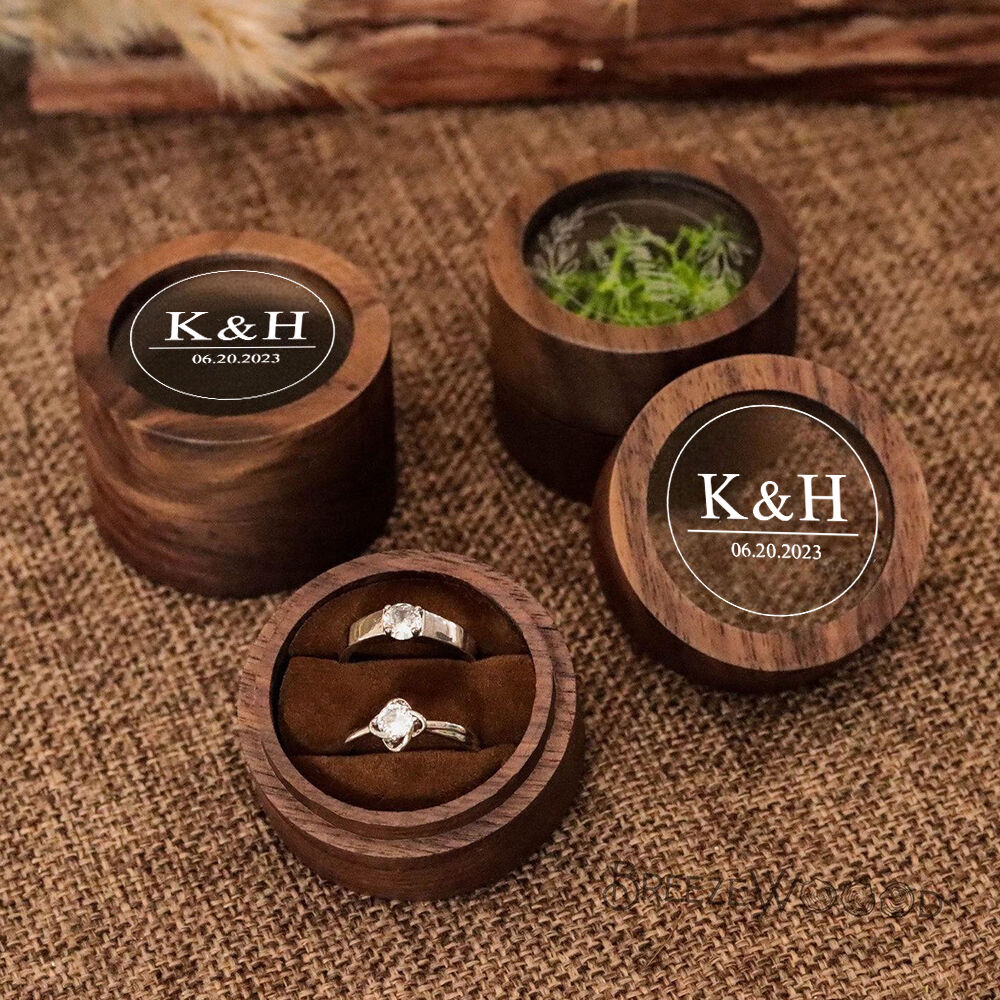Personalized Ring Box Walnut Proposal Ring Box Unique Jewelry Box for Valentine's Day