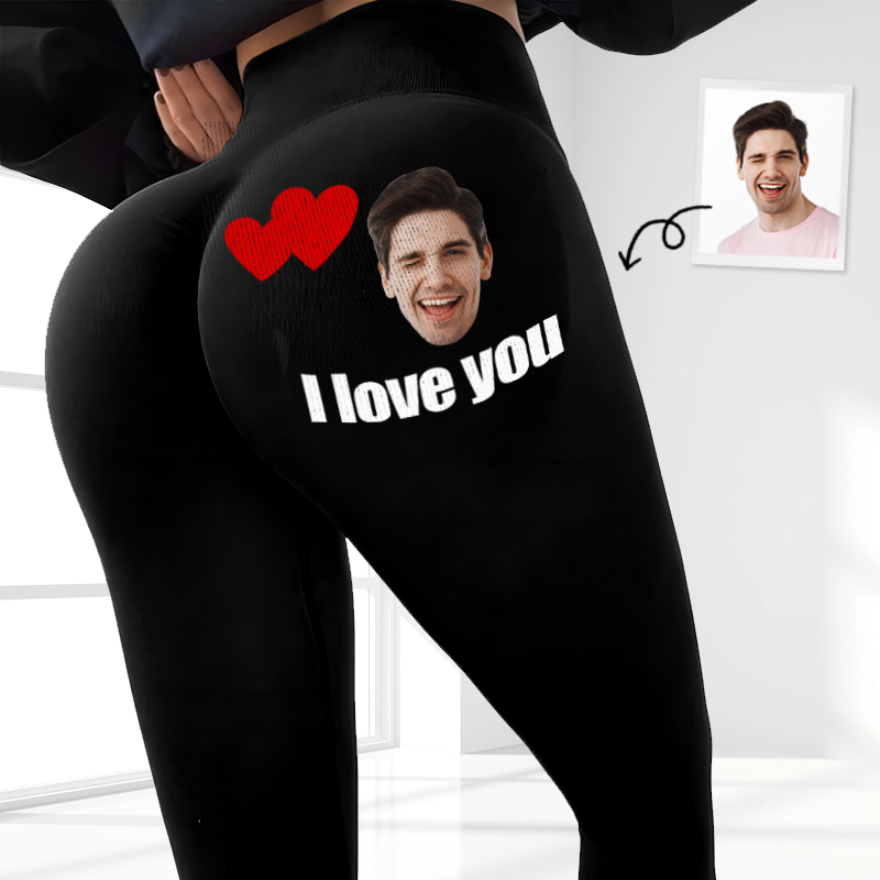Personalized Leggings I Love You Custom Photo Heart Design Perfect Couple Gift for Her