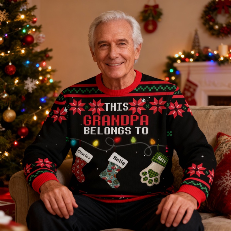 Personalized Ugly Sweater Unisex Custom Nickname Cute Socks Kids Design Perfect Christmas Gift for Family