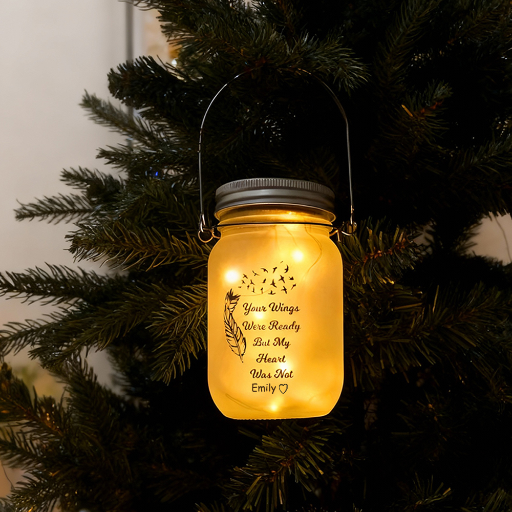 Custom Memorial Jar Night Light Solar-Powered Wishing Bottle Christmas Ornament for Family