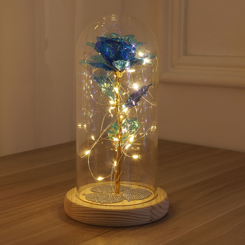 Lampada con Rosa Paralume in Vetro Luci Notturni Regali con Fiore