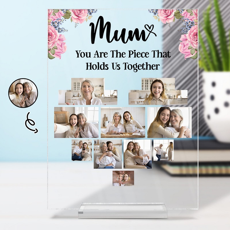 Personalized Acrylic Plaque Custom Heart Shaped Photos Perfect Gift for Mother's Day