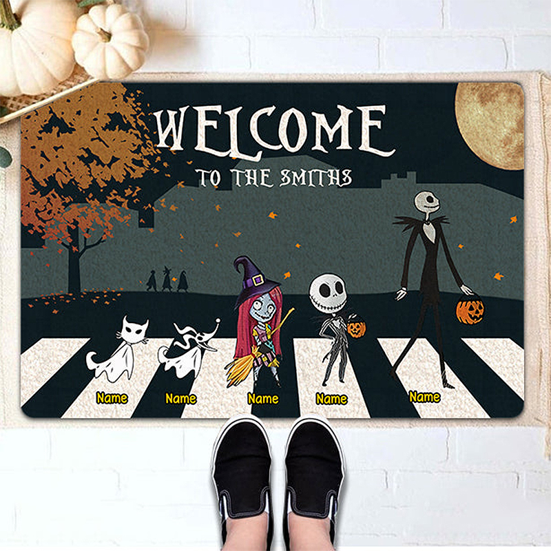 Personalized Doormat Welcome To The Family Horror Scene Design Great Gift for Halloween