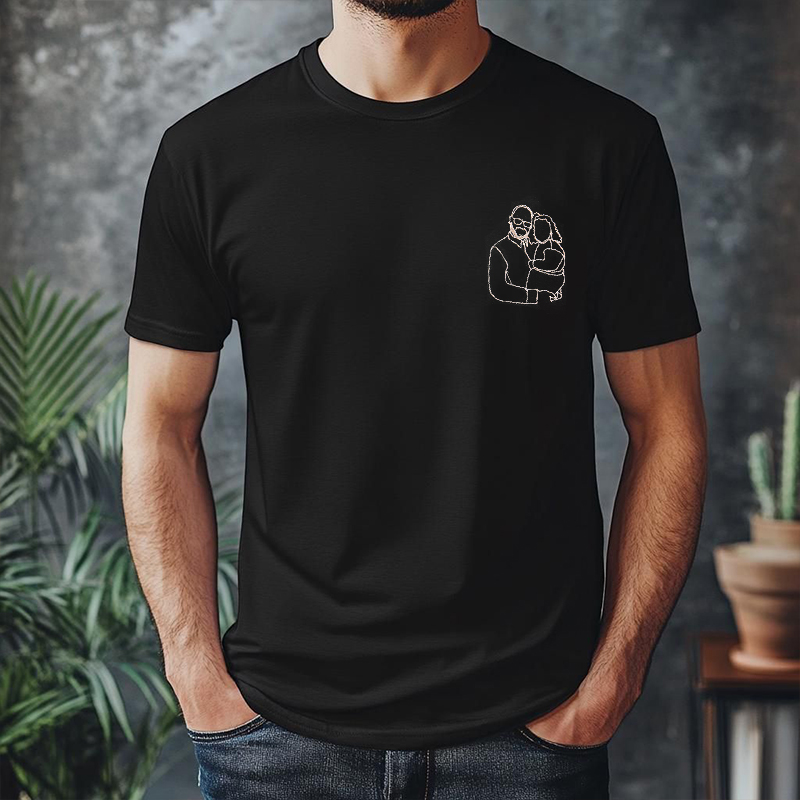 Personalized T-shirt Embroidered Custom Dad and Kids Photo Unique Design Perfect Father's Day Gift