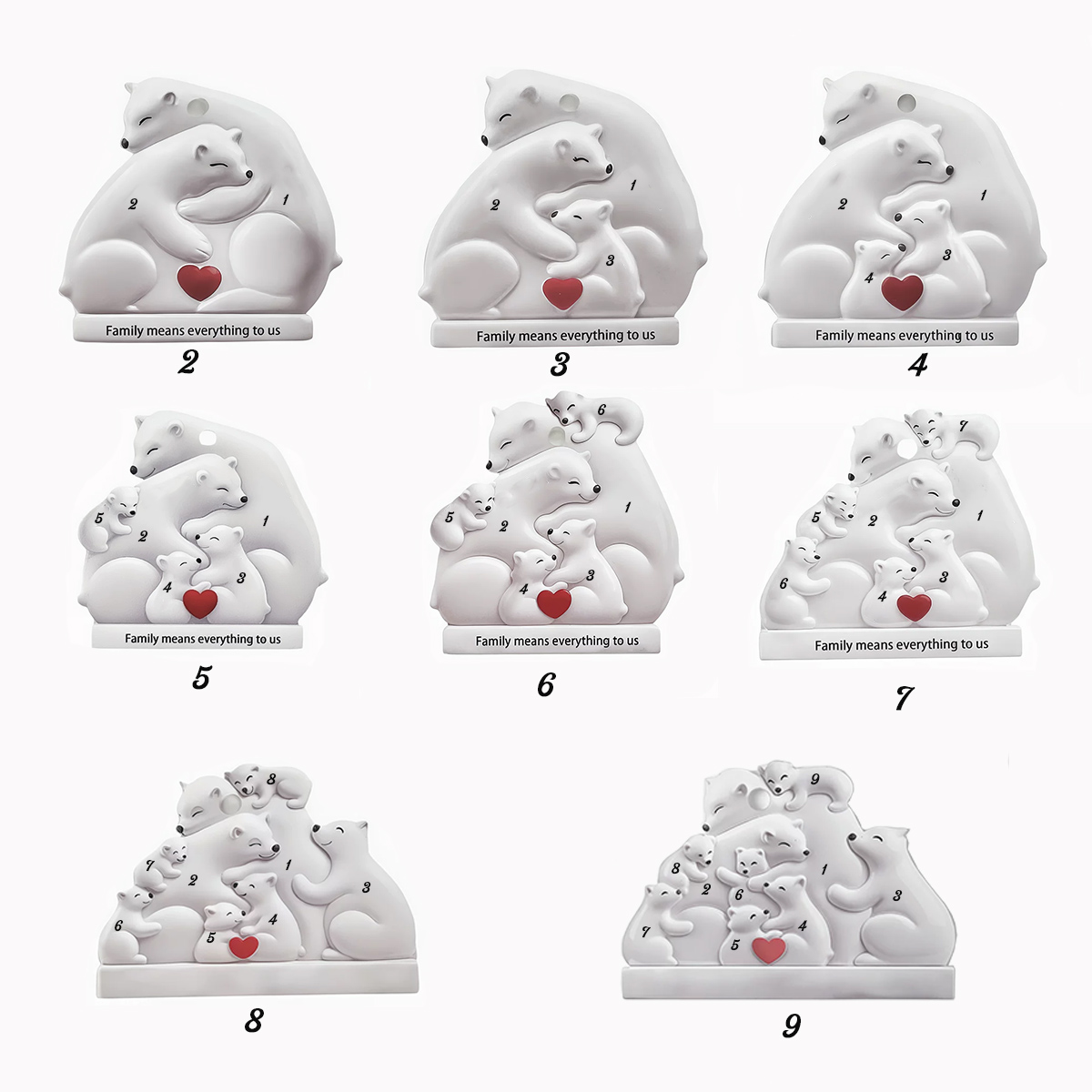 Ornamenti personalizzati a forma di famiglia di orsi con nomi personalizzati regali di Natale per la famiglia