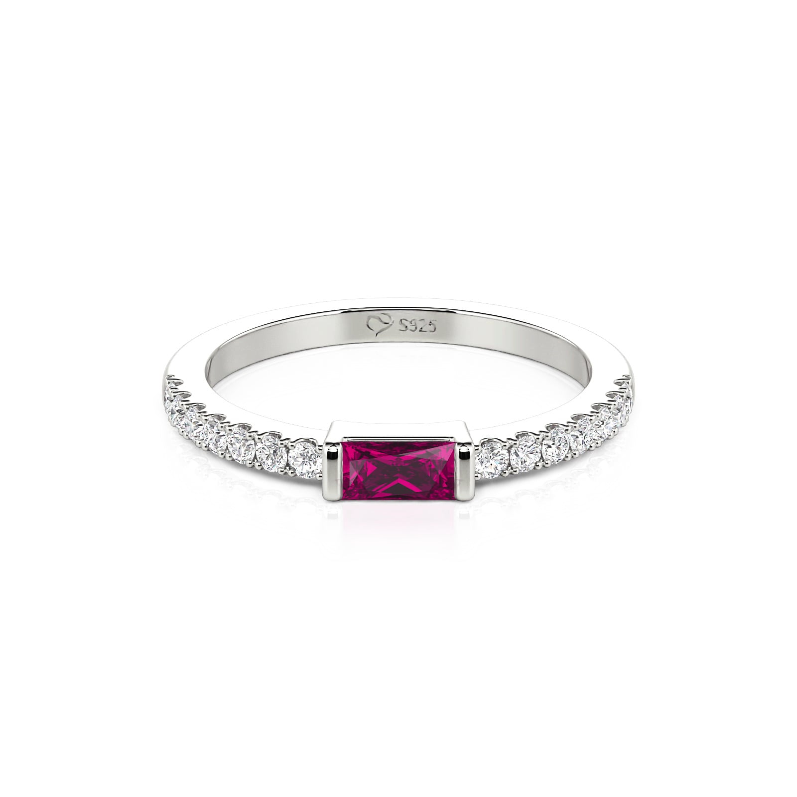 Jeulia Custom Dainty East West Baguette Cut Birthstone Ring