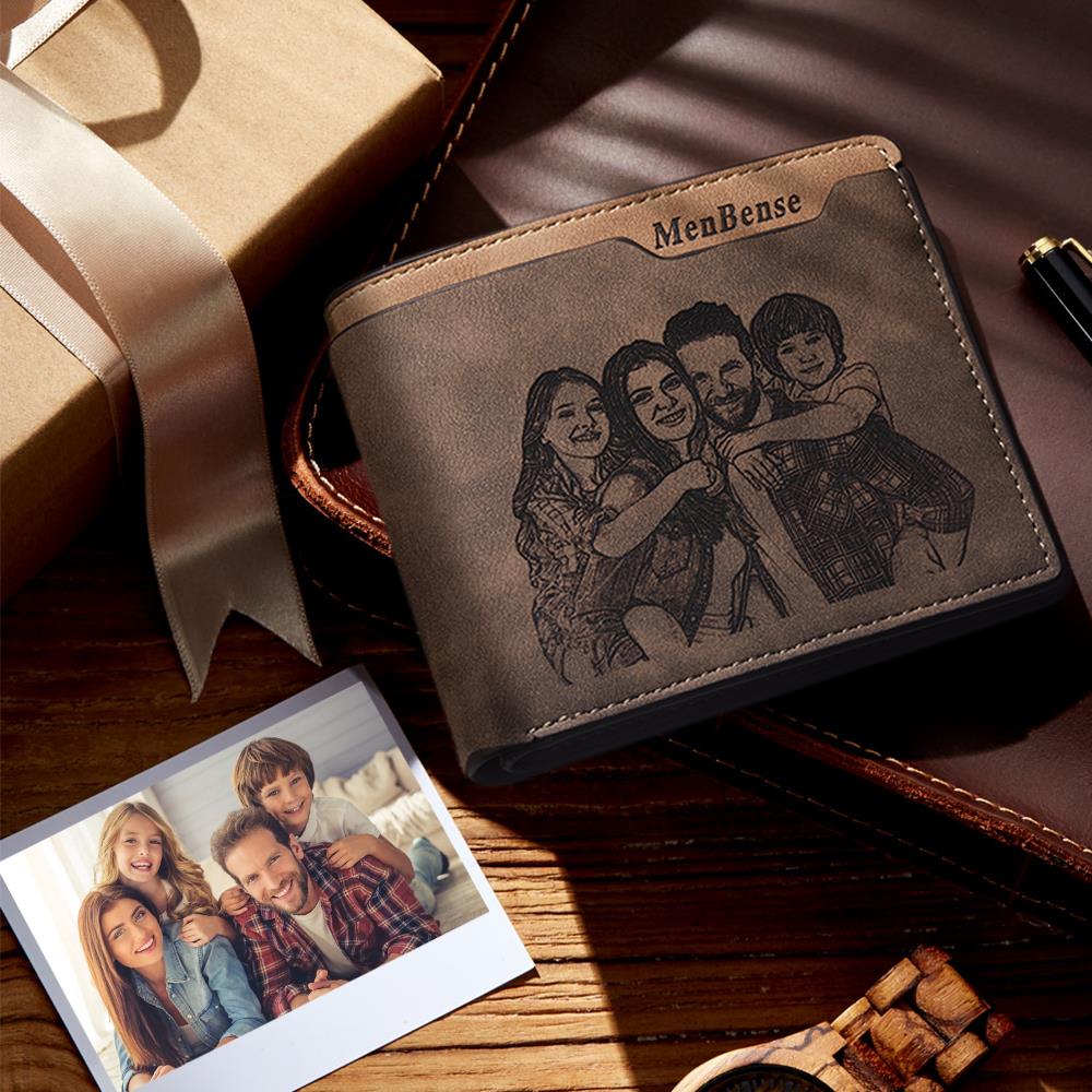 Personalized Double-Sided Photo Wallet-Gift For Him-Happy Family Of Four