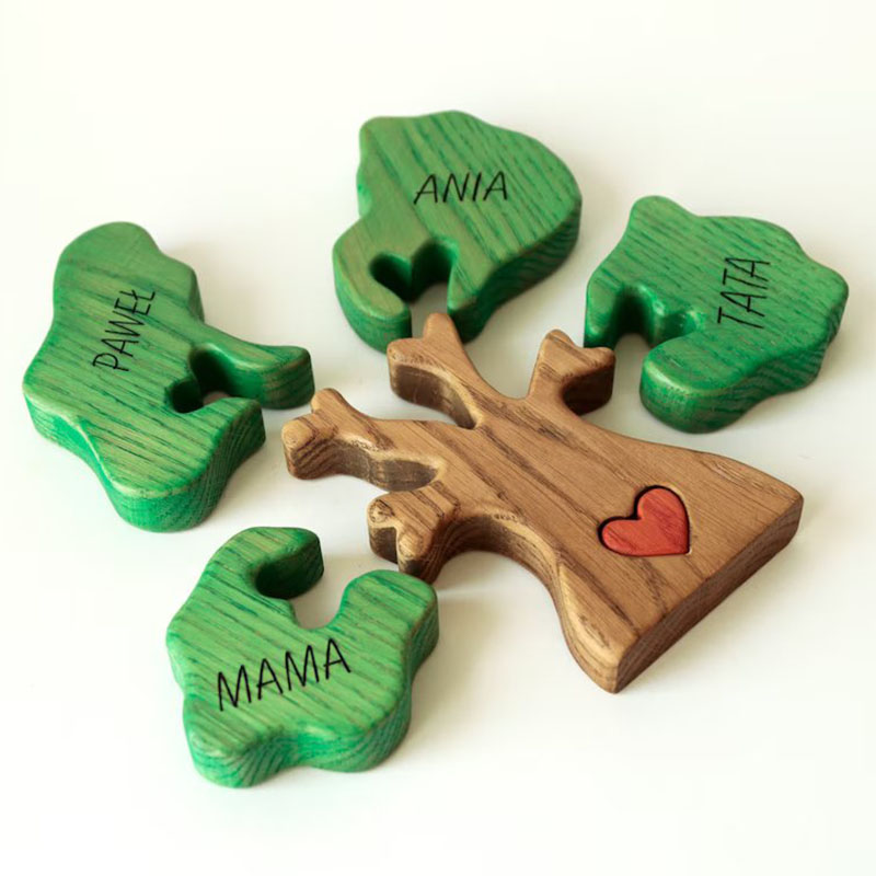 Spersonalizowane duże drzewo Puzzle Niestandardowe nazwy Prezent świąteczny dla rodziny