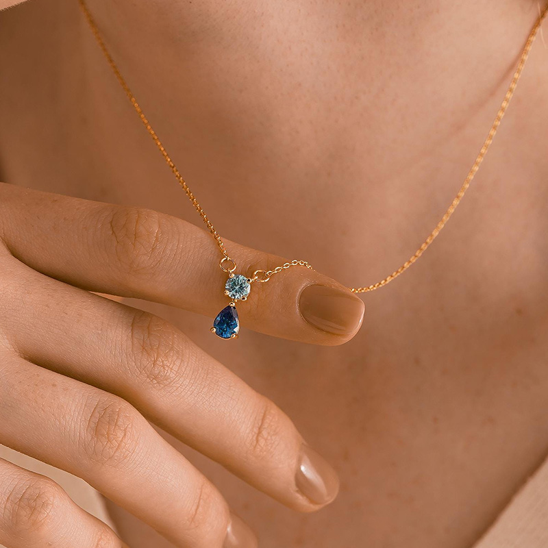 Personalized Twin Birthstone Necklace Great Gift For Valentine's Day