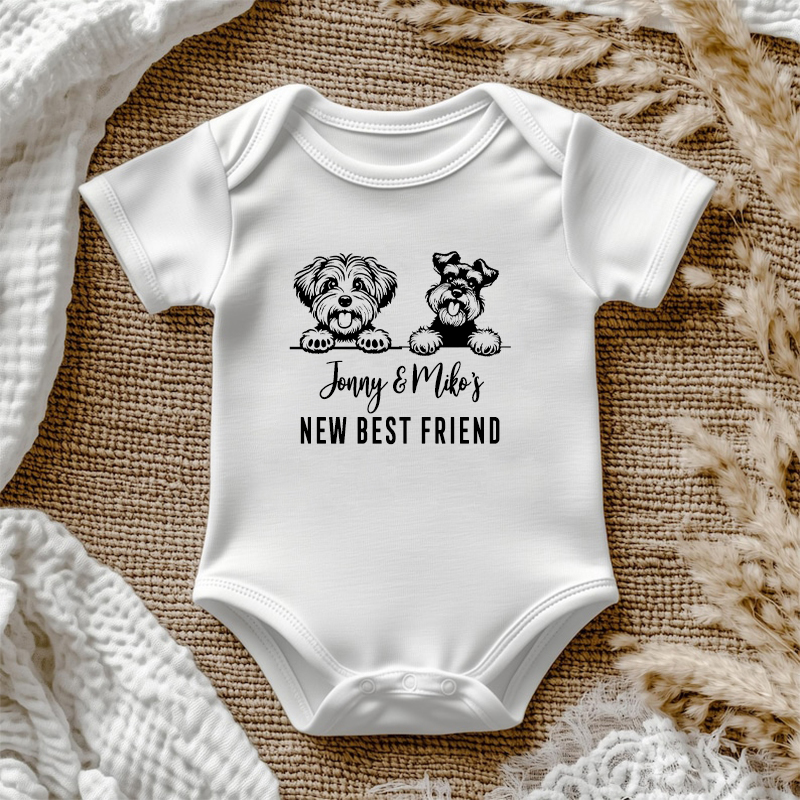 カスタマイズ 犬 猫 ペット 名入れ ベビー 肌着 ロンパース 半袖 綿 100％ 男女兼用