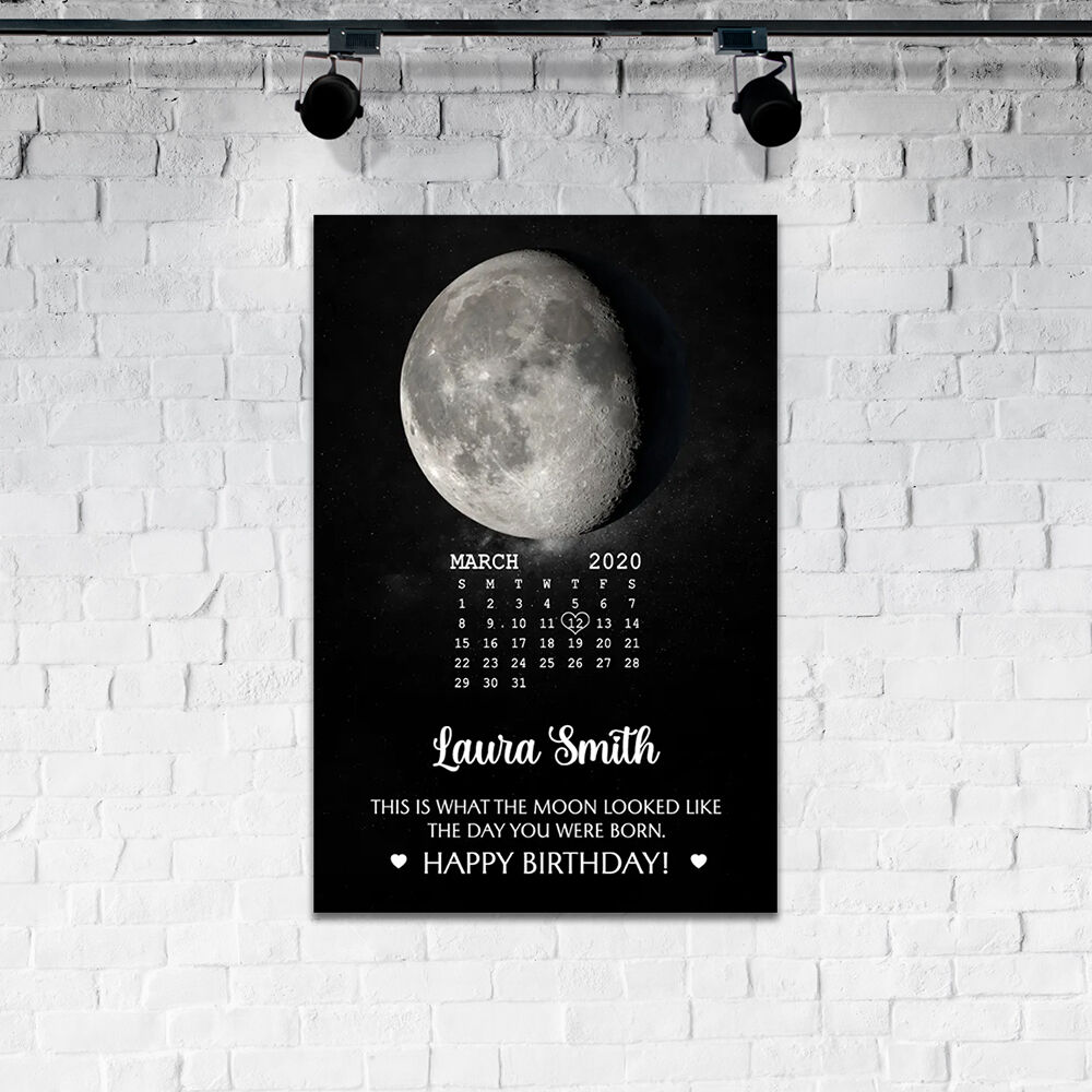 Personalized Moon Phase Canvas Wall Art with Custom Name Creative Present for Your Love