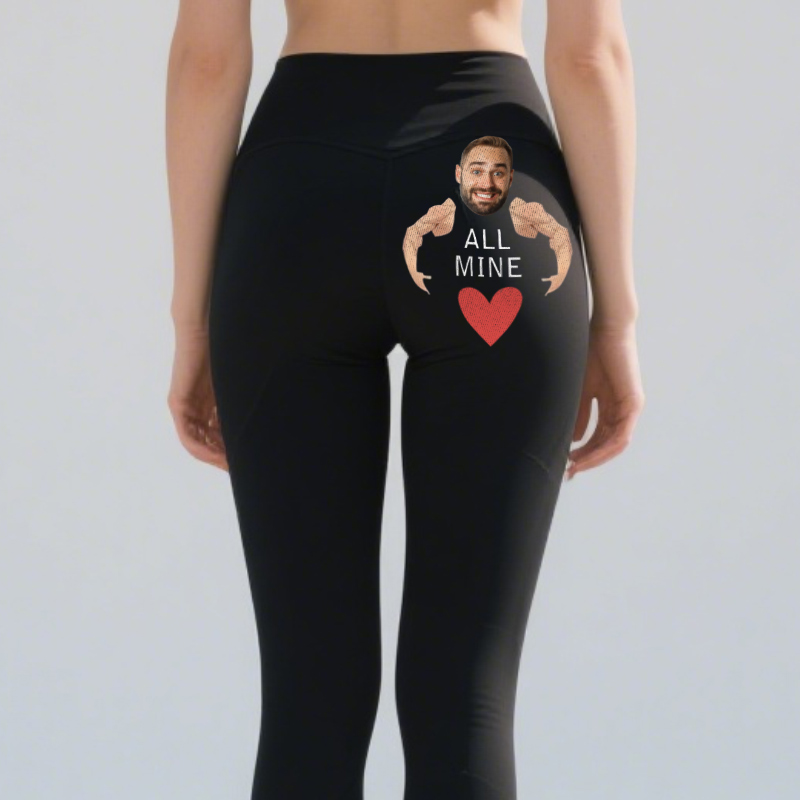 Personalized Leggings All Mine Custom Photo Muscle Arms Humorous Design Gift for Her Lovers