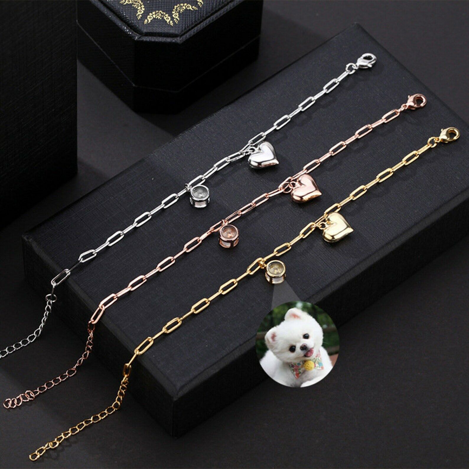 Personalized Photo Projection Bracelet with Heart Creative Gift