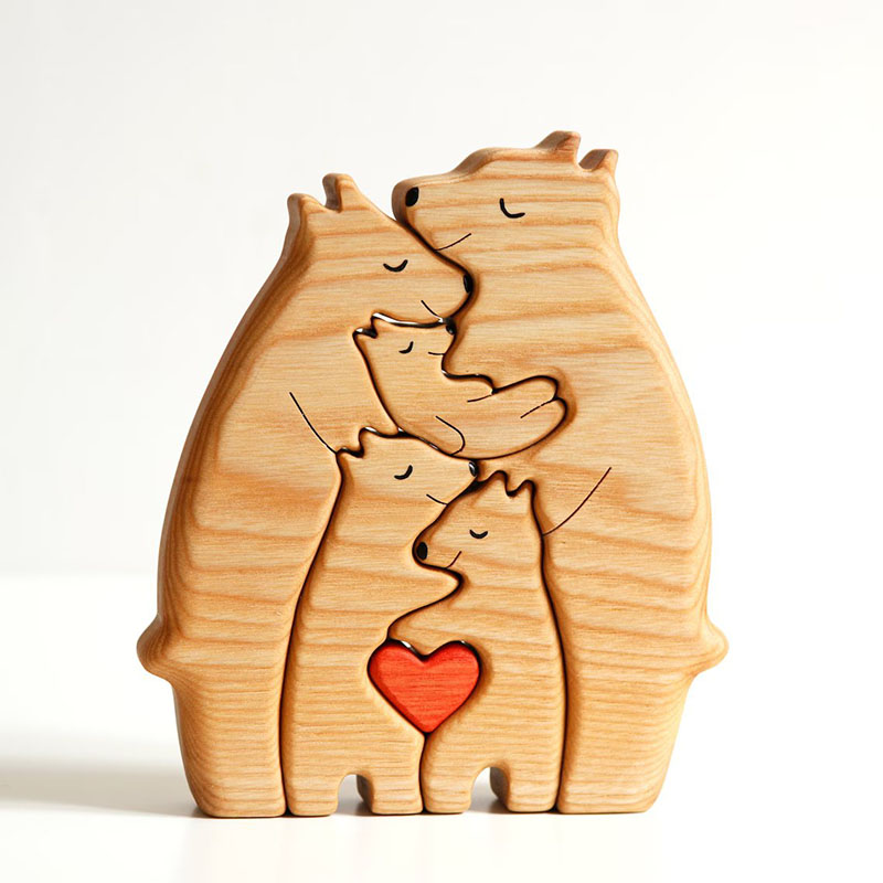 Puzzle di famiglia in legno personalizzato con nomi di orso Regalo commemorativo