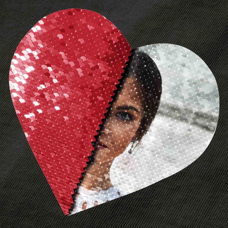 Personalized Hoodie Heart Shaped Sequin with Custom Photo Design Creative Gift for Couples