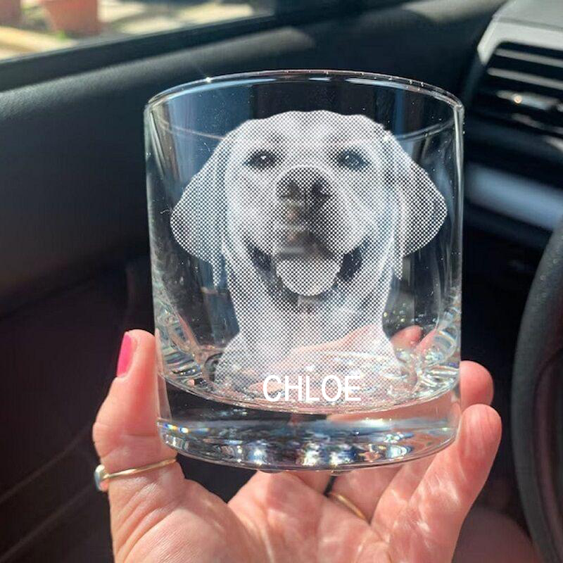Personalized Whiskey Glass Custom Pet Photo with Name Warm Gift for Dog Lover Father's Day
