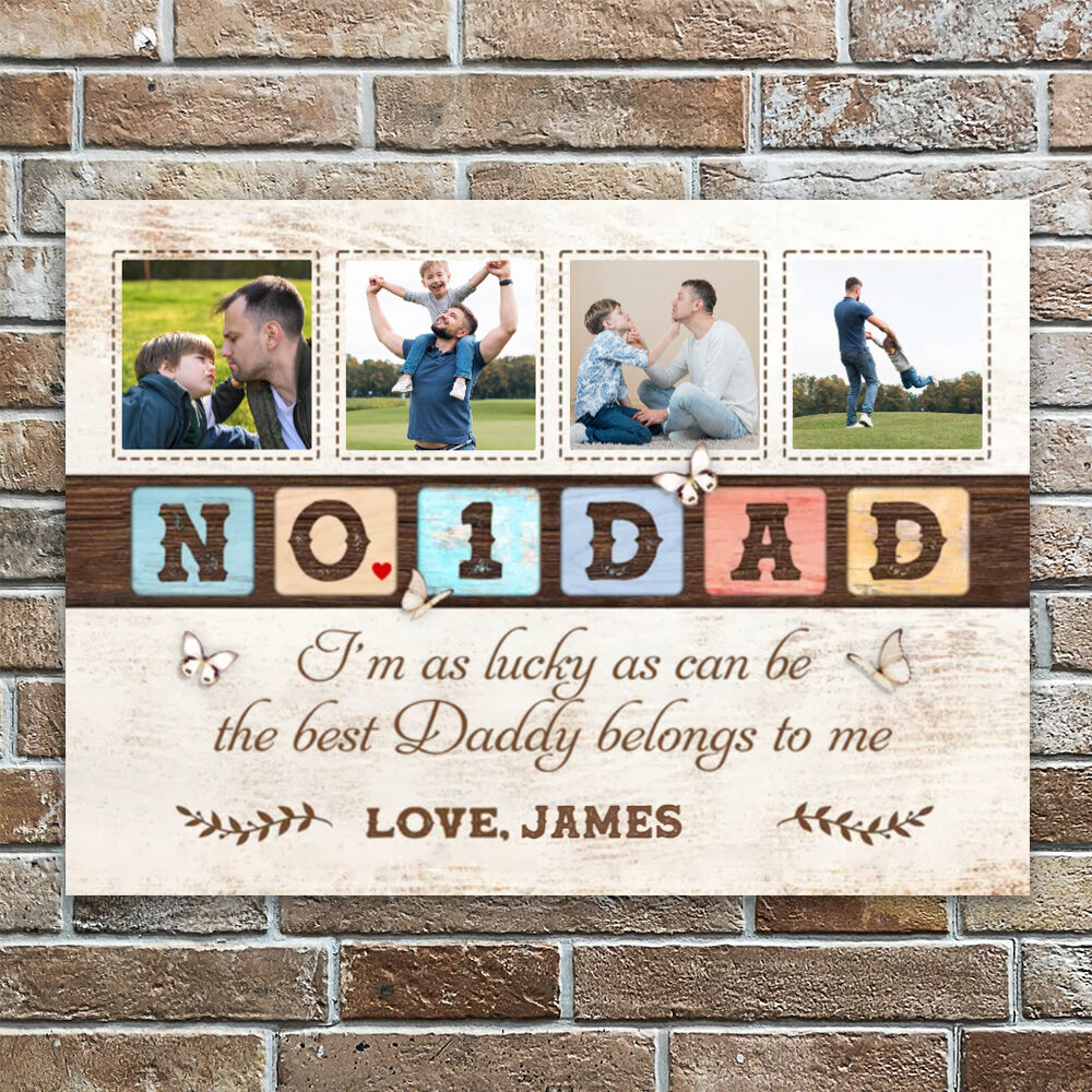 Personalized Picture Canvas Wall Art with Butterflies Pattern Interesting Gift for Dad