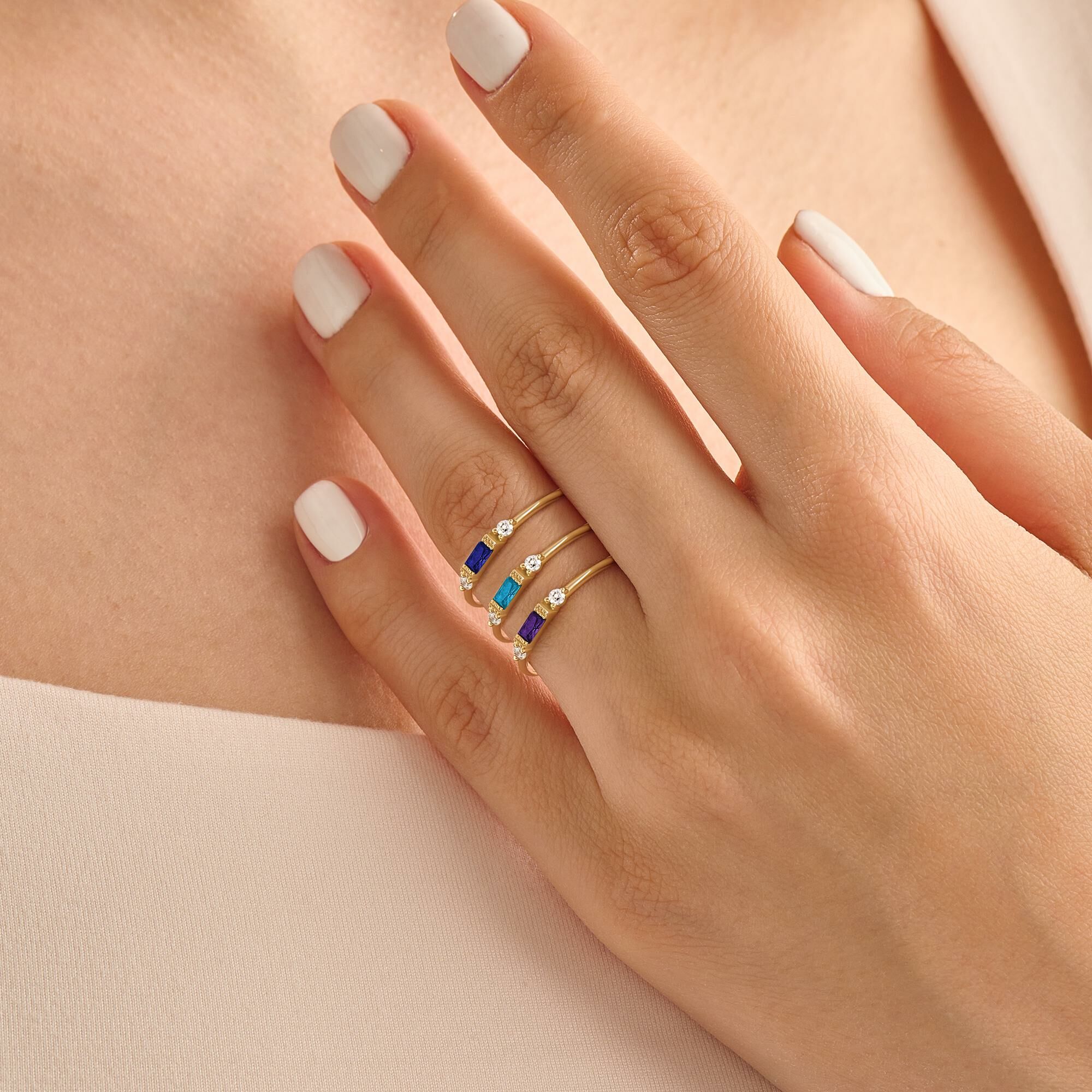 Personalized Square Birthstone Ring Beautiful Gift for Mom