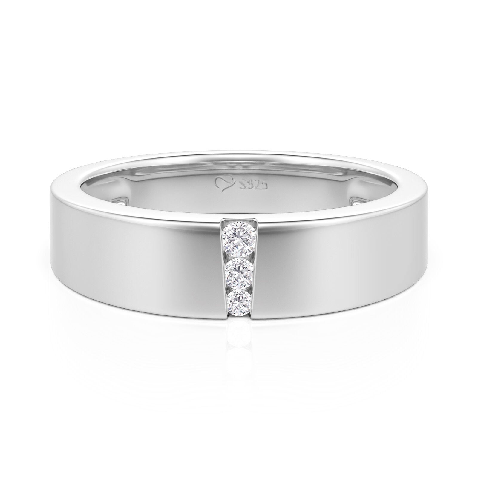 Jeulia Classic Round Cut Men's Ring Sterling Silver