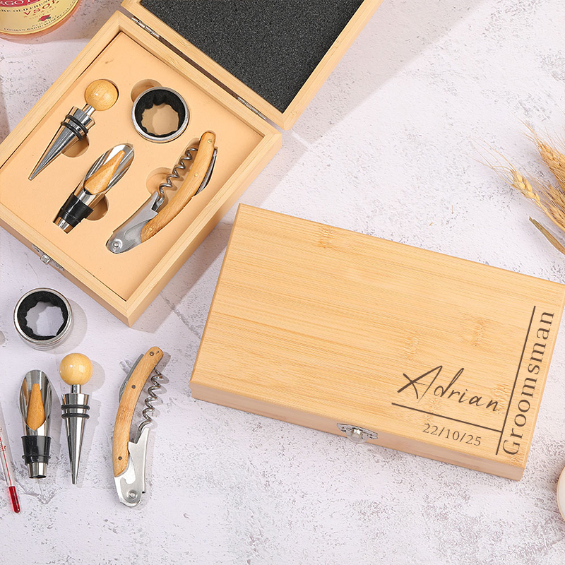 Juego de abrebotellas personalizado de líneas sencillas. Información personalizada. Diseño exquisito. Regalo para amantes de las bebidas.