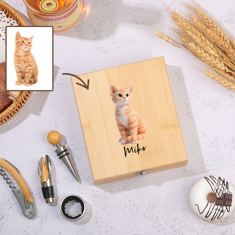 Juego de abrebotellas personalizado con foto de mascota personalizada y diseño de estilo opcional. Regalo perfecto para dueños de mascotas y amantes del vino.