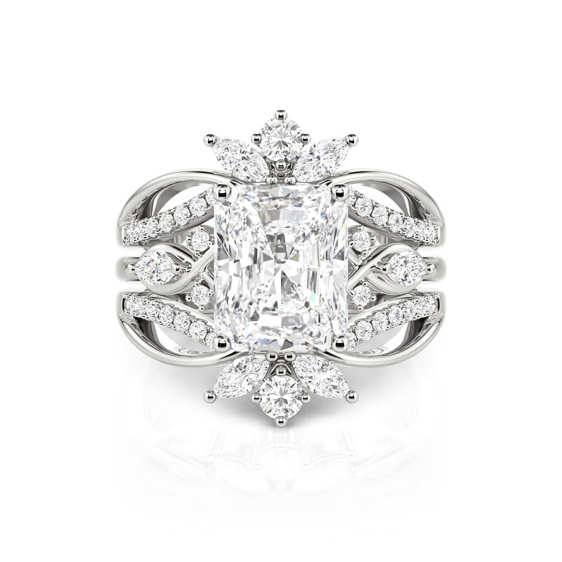 Jeulia Twist Crown Enhancer Radiant Cut Bridal Ring Set