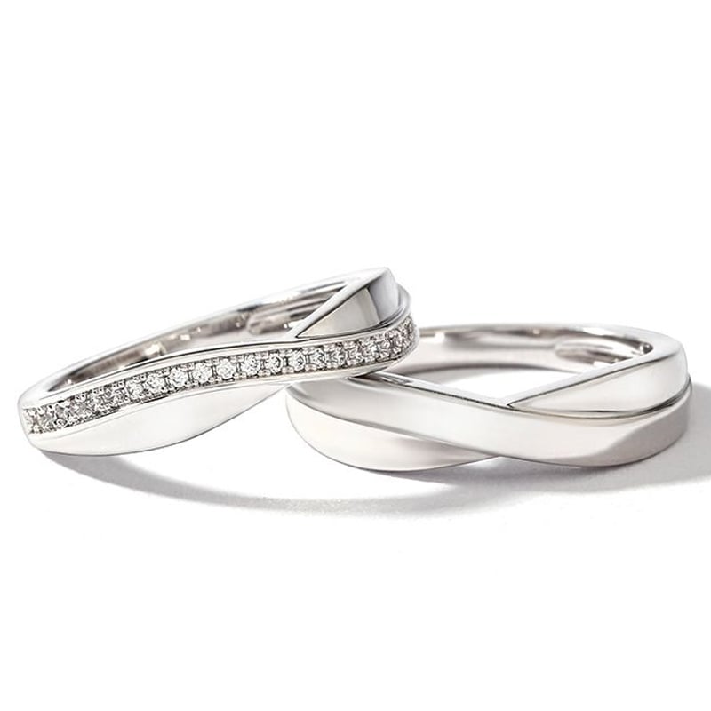 Simple Crossover Sterling Silver Couple Rings, Multiple Size Options