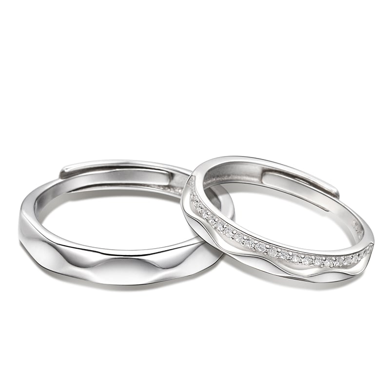 Classic Adjustable Sterling Silver Couple Rings