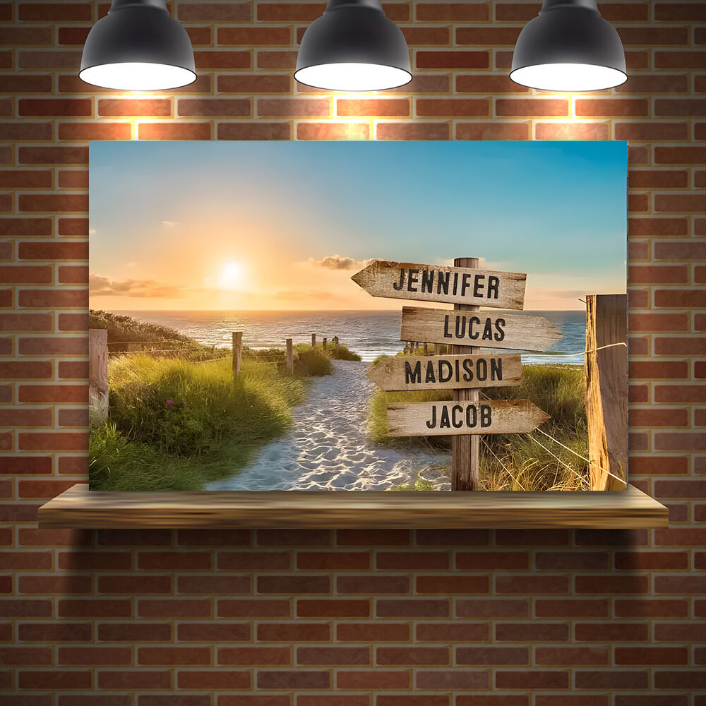 Personalized Name Canvas Wall Art Sea Pattern Best Present for Family