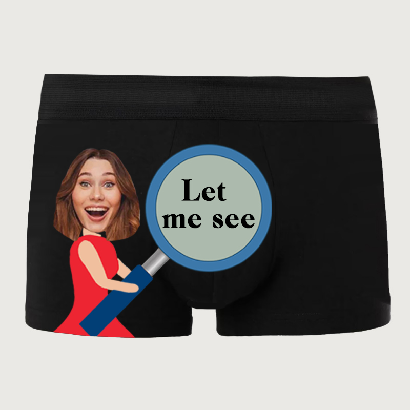 Personalized Photo Men's Underwear Boxer Briefs Creative Present for Husband "Let Me See"
